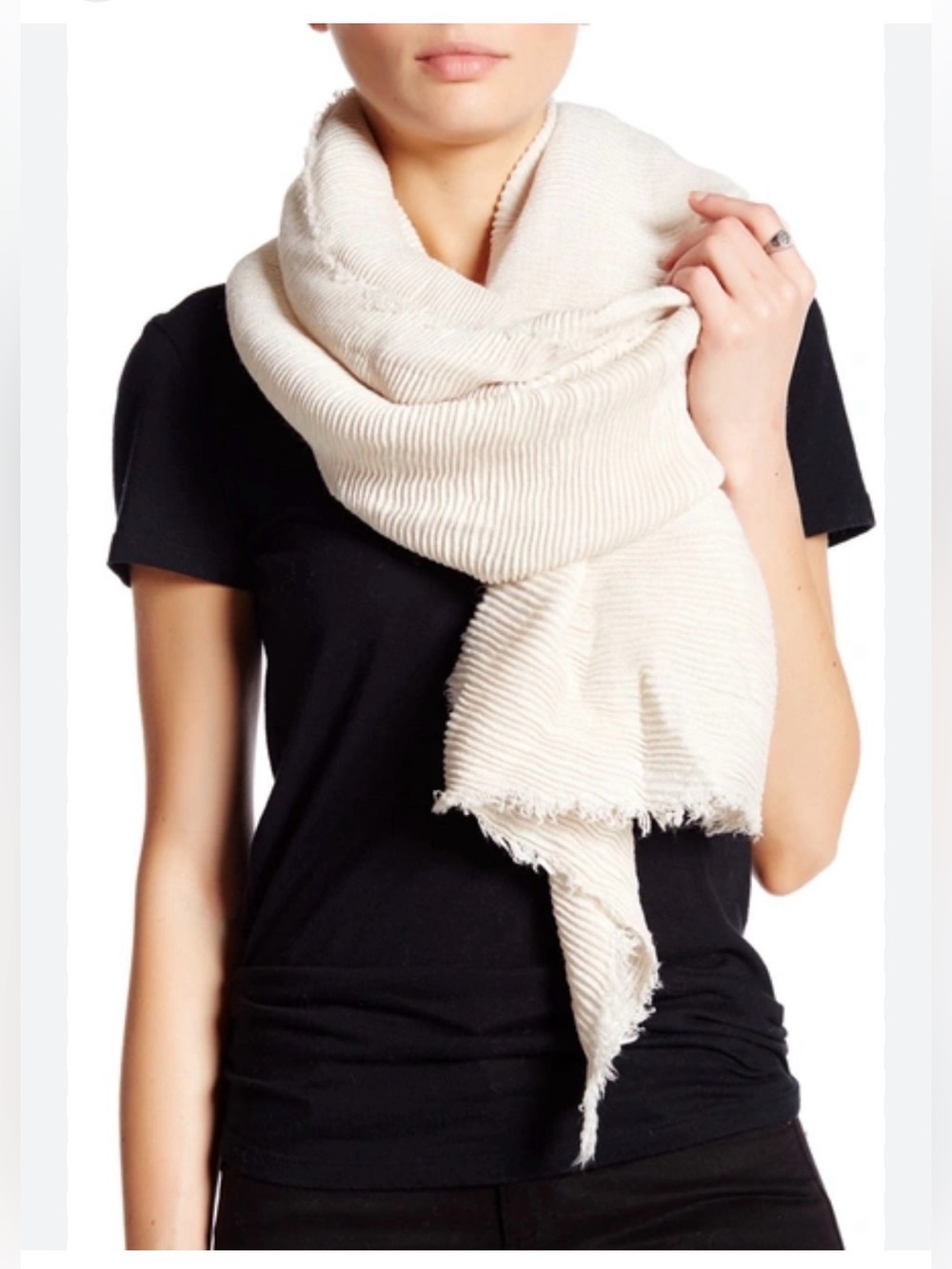 NWT Modena  New York Ribbed Blanket Scarf in Cream Beige 33x81”